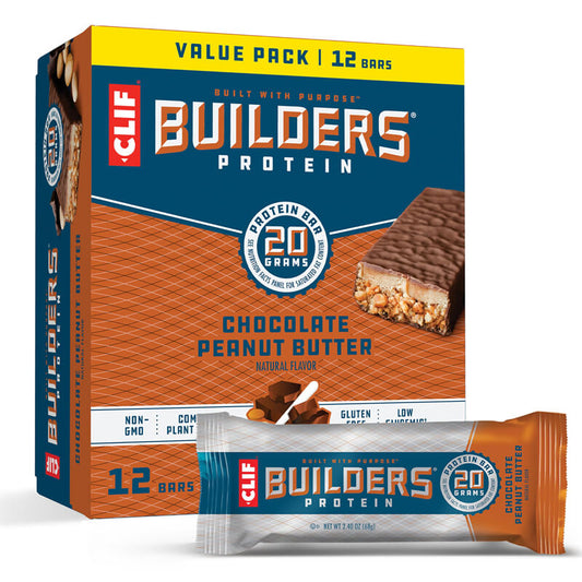 CLIF Builders - Chocolate Peanut Butter Flavor - Protein Bars，20g Protein - 2.4 oz. (12 Pack)