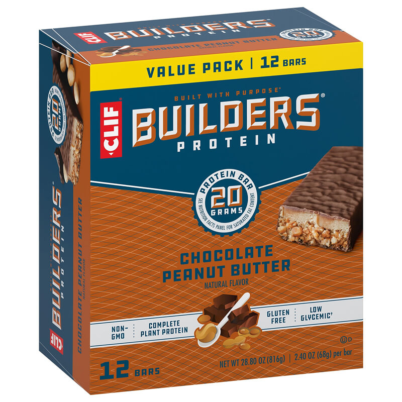 CLIF Builders - Chocolate Peanut Butter Flavor - Protein Bars，20g Protein - 2.4 oz. (12 Pack)