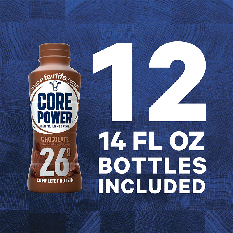 Core Power Fairlife 26g Protein Milk Shakes,Chocolate, 14 Fl Oz Bottle (Pack of 12)