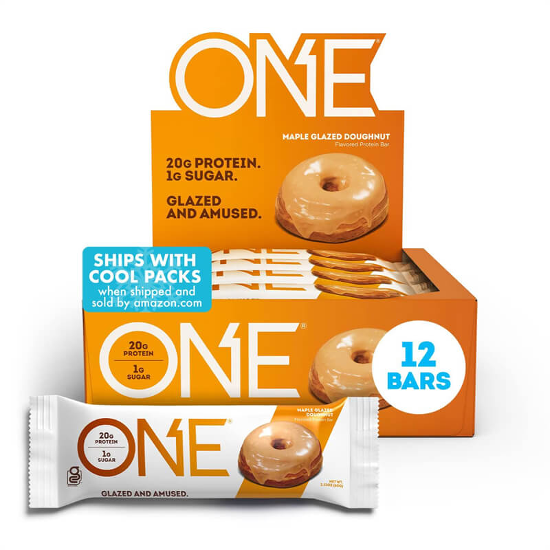 ONE Protein Bars, Maple Glazed Doughnut, Gluten Free Protein Bars with 20g Protein and 1g Sugar, 2.12 oz (12 Count)