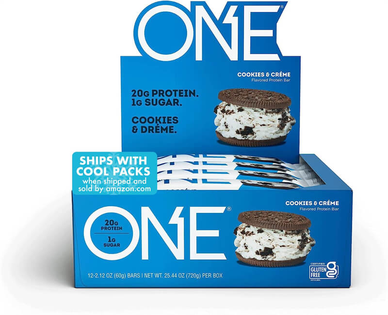 ONE Protein Bars, Maple Glazed Doughnut, Gluten Free Protein Bars with 20g Protein and 1g Sugar, 2.12 oz (12 Count)