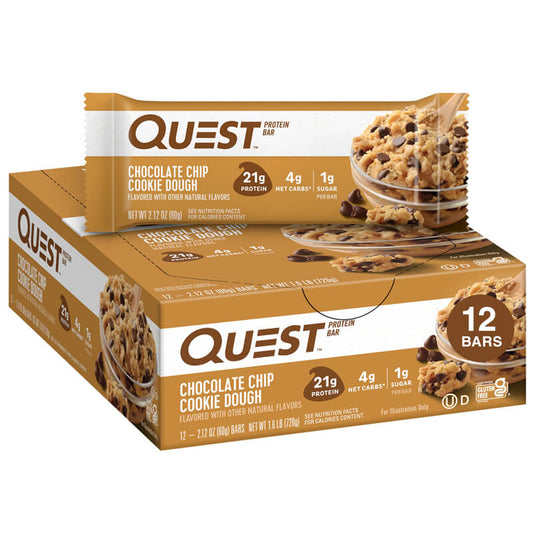 Quest Nutrition Chocolate Chip Cookie Dough Protein Bars, High Protein, 12 Count