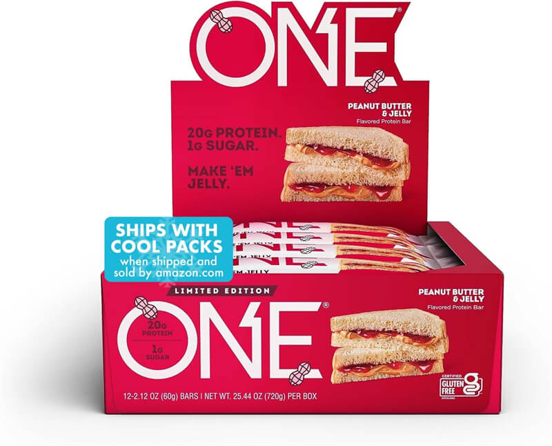 ONE Protein Bars, Maple Glazed Doughnut, Gluten Free Protein Bars with 20g Protein and 1g Sugar, 2.12 oz (12 Count)